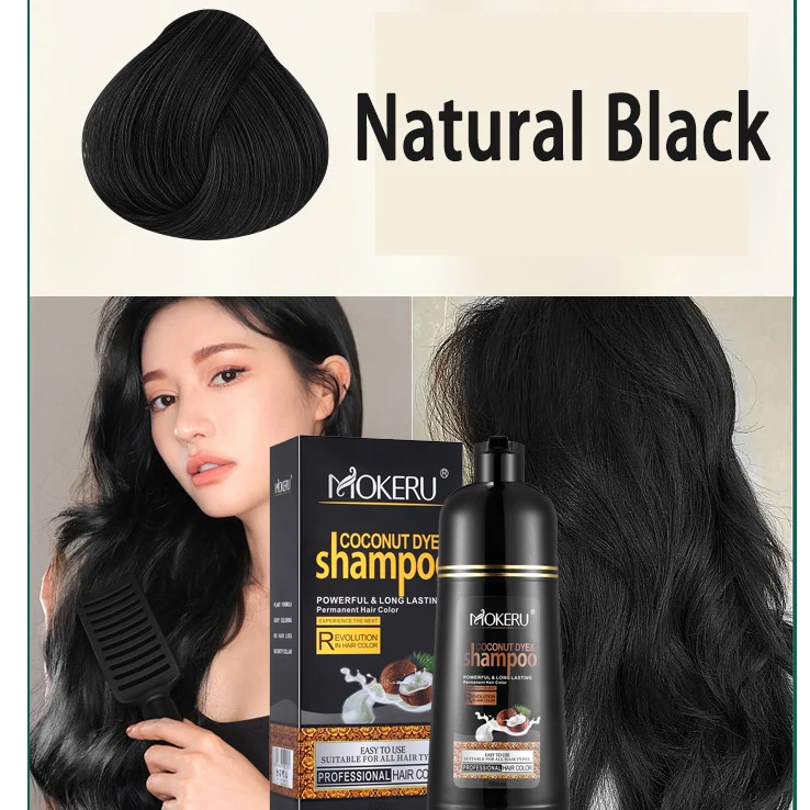 MOKERU 3 IN 1 Sofortige Haarfarbe Färbeshampoo Pflanzenessenz