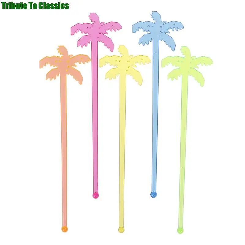 50/100pcs Plastic Night-club Drink/wine Decor Coconut Tree Cocktail Swizzle Sticks Drink Stirrer Coffee Muddler Puddler HOT SALE