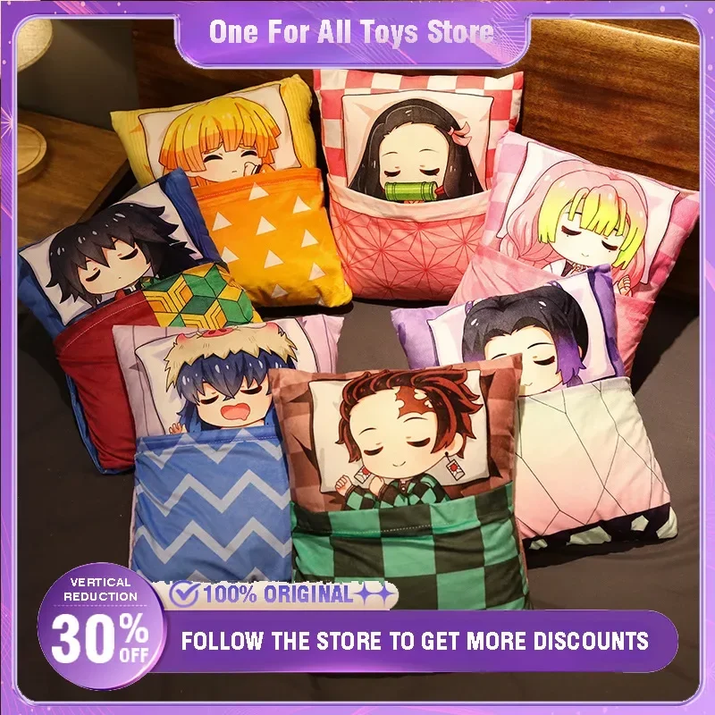 

36cm New Demon Slayer Pillow Quilt Animation Peripherals Plush Doll Kawaii Cushion Ornaments Collection Desktop Display Gift Toy