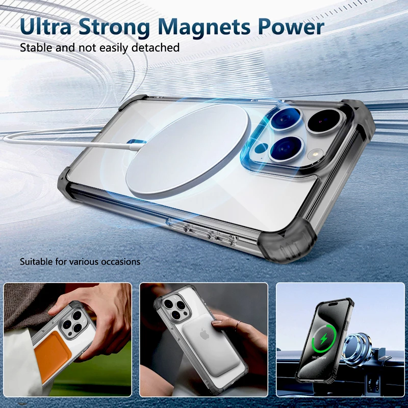 Shockproof Transparent Armor Case with MagSafe Compatibility