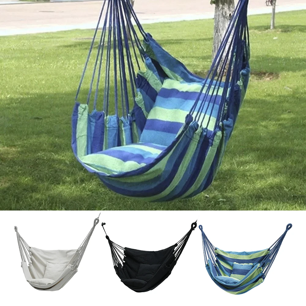 2Pcs Sleeping Hammock Swing Thicken Chair Hanging Swing Chair Portable Relaxation Canvas Travel Camping Lazy Tent