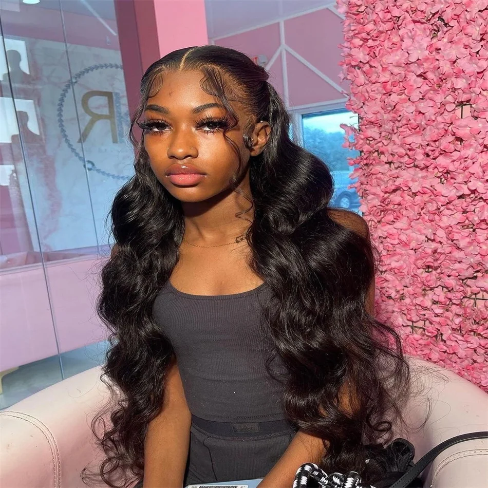 

13x4 HD Transparent Lace Frontal Body Wave Wigs Brazilian Lace Front Wig With Baby Hair 30 Inch Pre Plucked Human Hair For Women