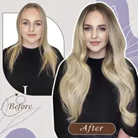 Extensions de cheveux naturels Remy lisses et soyeux, couleur Blonde ombrée, 100g, couture en peau lisse et soyeuse, Double trame pour Salon 5