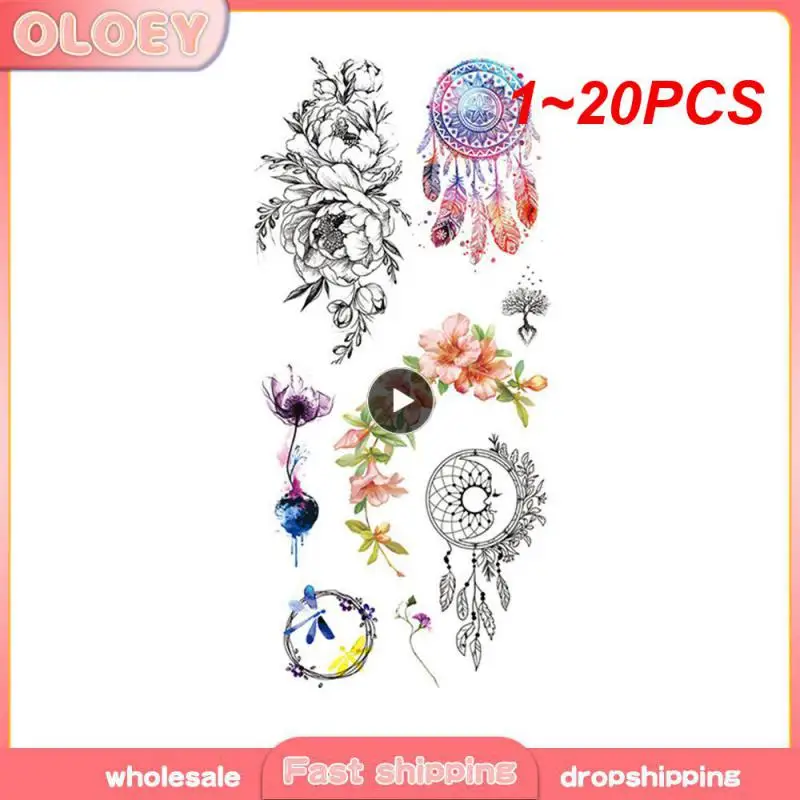 

1~20PCS Waterproof Temporary Tattoo Stickers Mermaid Whale Deer Rose Wreath Cherry Glitter Tatto Body Art Arm Fake Tattoos Women