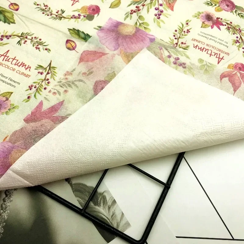 10/20pcs 33cm 2-ply Floral Print Napkins, Autumn Elements, Party Colors, Autumn Watercolor Clipart DIY Decoupage Paper