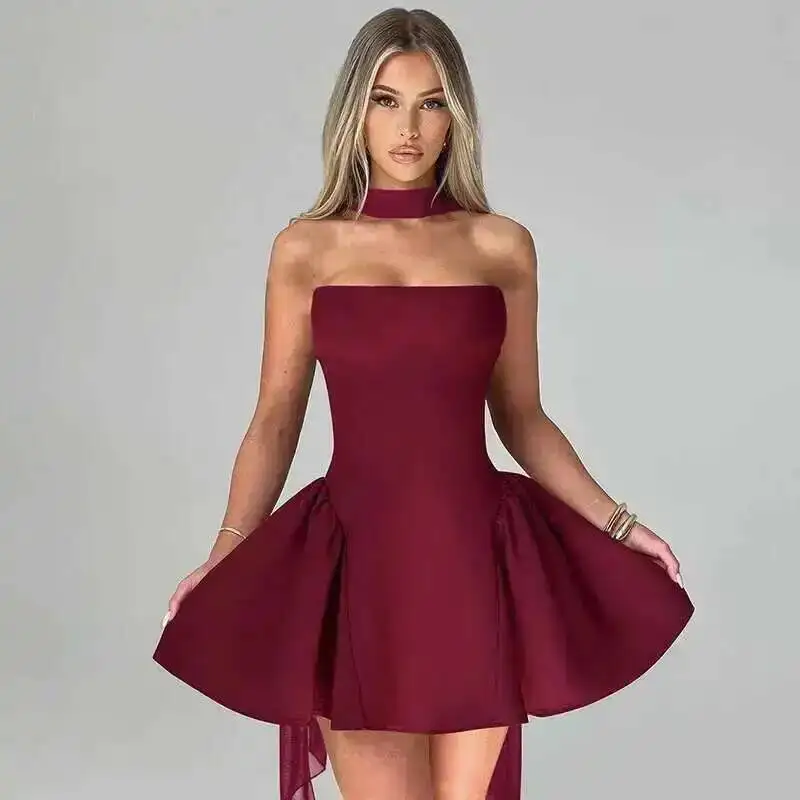 Elegant Off Shoulder A-Line Dress - Sexy Backless Mini Party Dress for Women