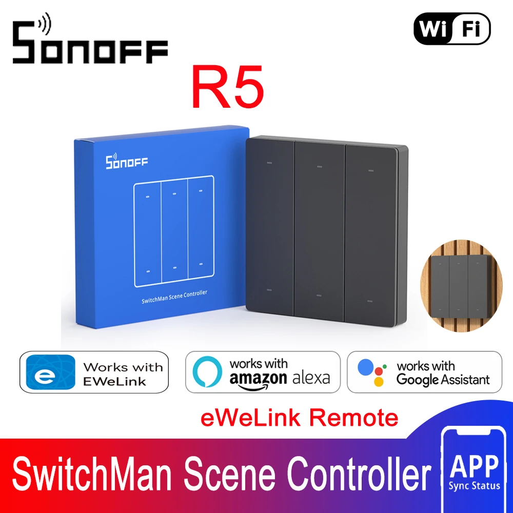 Sonoff Switchman R5 & R5W Controller Di Scena Con Batteria 6-Key Free-Cablaggio Ewelink-Telecomando Funziona Con Sonoff M5/T5 Mini R4