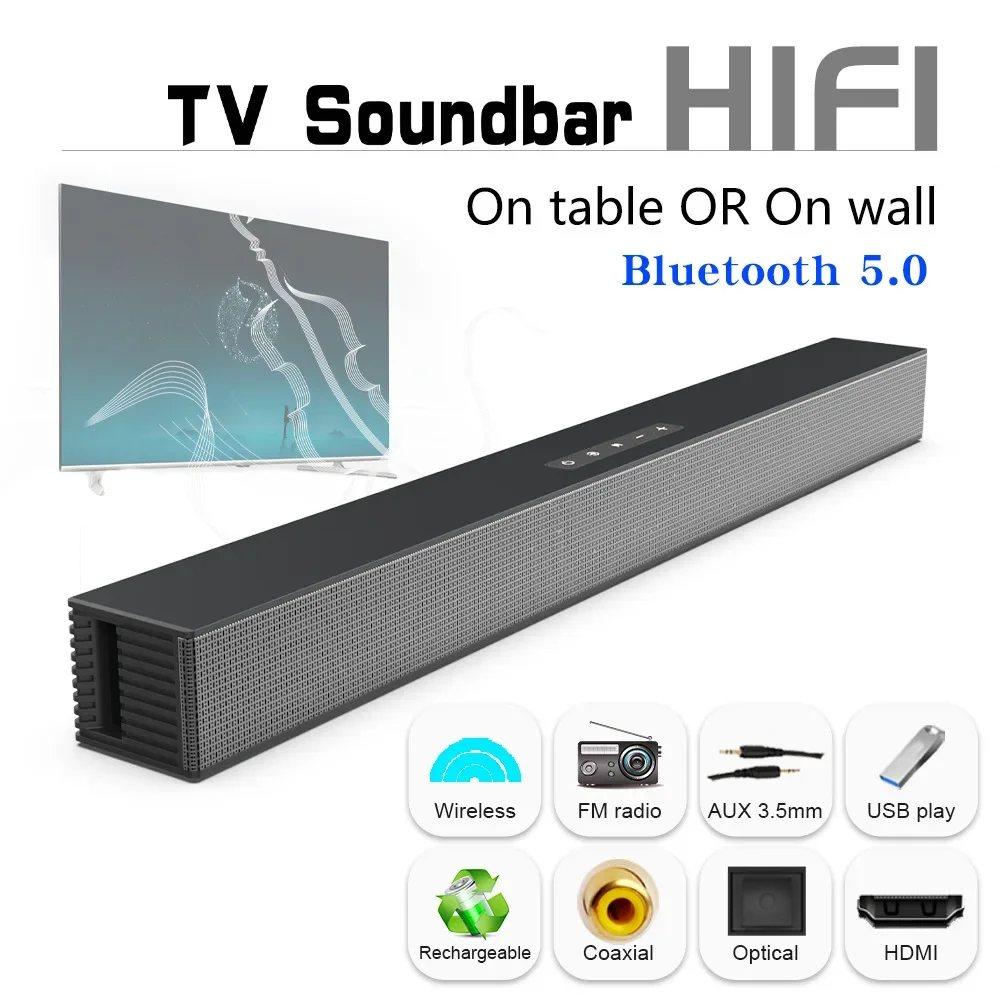 

BS-18B caixa de som bluetooth Soundbar Speaker Indoor Integrated Wall-mounted Line In AUX U-Disk RCA Optical Fiber Input