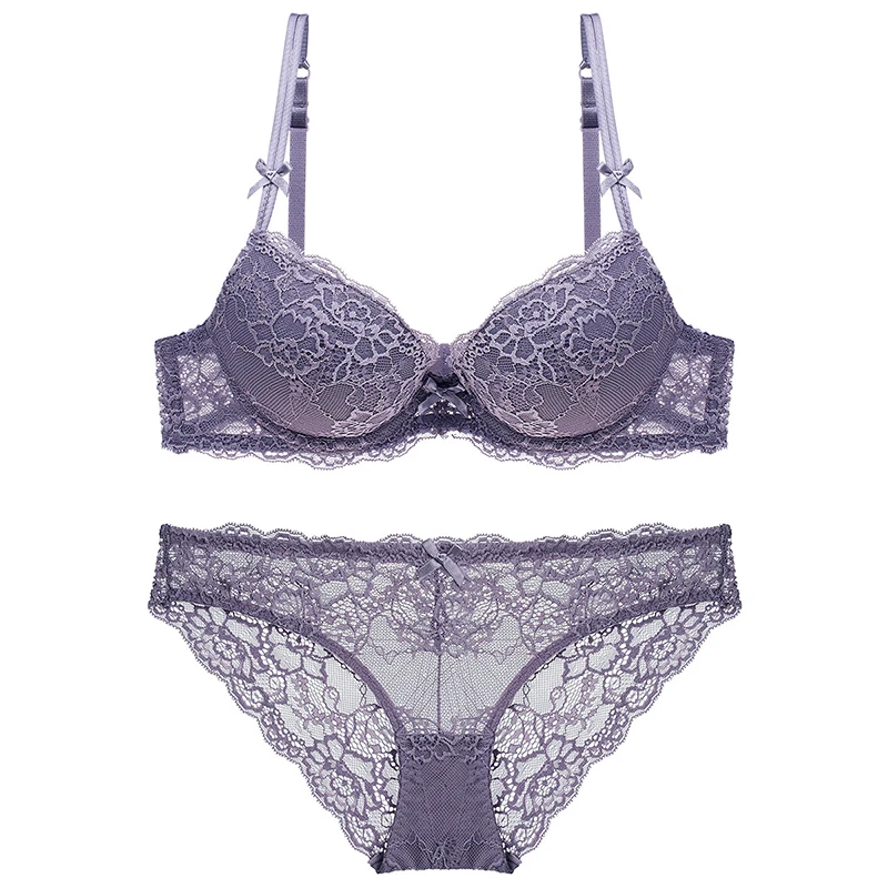 bra and knicker sets European and American foreign trade lace thick cup gathered sexy ladies bra underwear bra set bra and panty