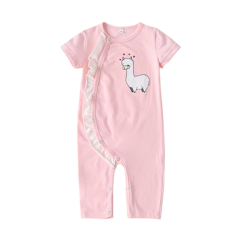 Cute Sheep Romper Cotton O-neck Casual Playsuit Print Baby Kid Girl Short Sleeve Newborn Soft Short Sleeve Bodysuit cute baby bodysuits