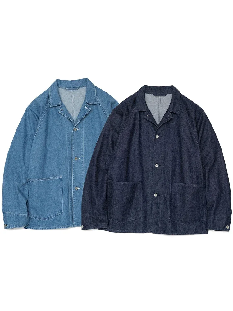 NANAMICA 23AW Japanese Men Coats City Boy Loose Casual Lapel Washed Single Breasted Denim Jacket