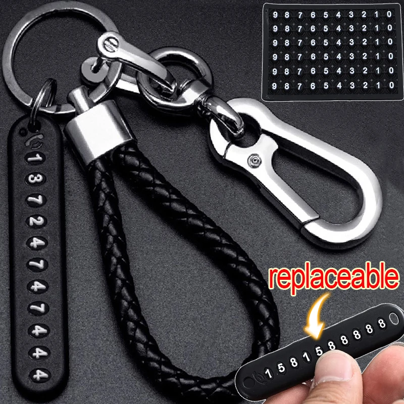 

Anti-Lost Keychain Car Braided Rope Key Pendant with Phone Number Strip Card Weave Rope Keyfob Keyring Key Holder Accessories