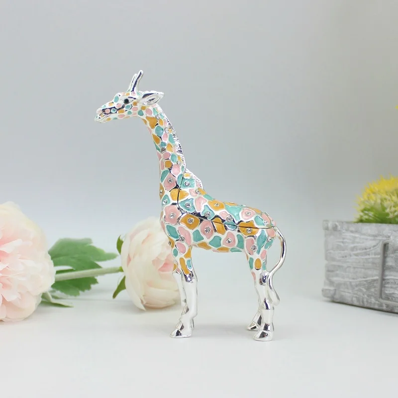 SHINNYGIFTS Handgefertigte Zinn-Emaille Giraffen-Schmuckbox Ornament Tischdekoration Box – Detail 4