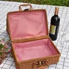 Retro Rattan Storage Suitcase Handmade Wicker Picnic Basket Travel Camping Food Container Straw Women Tote Luggage Organizer 4