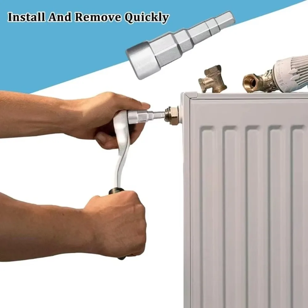 Durable 1/2inch Radiators Wrench Carbon Steel 5 Stage Nipples Radiator Easy Operation Ratchet Radiators Home Supplies