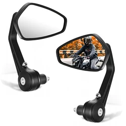 Premium CNC Bar End Motorcycle Mirrors - 7/8 Universal Rear View Side Mirrors (WHITE)