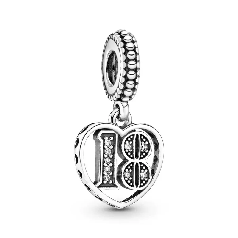 New 16 18 21 30 40 60st Birthday Commemoration Day Charm Beads Fit Original European 925 Silver Bracelet DIY Women Jewelry Gifts 4