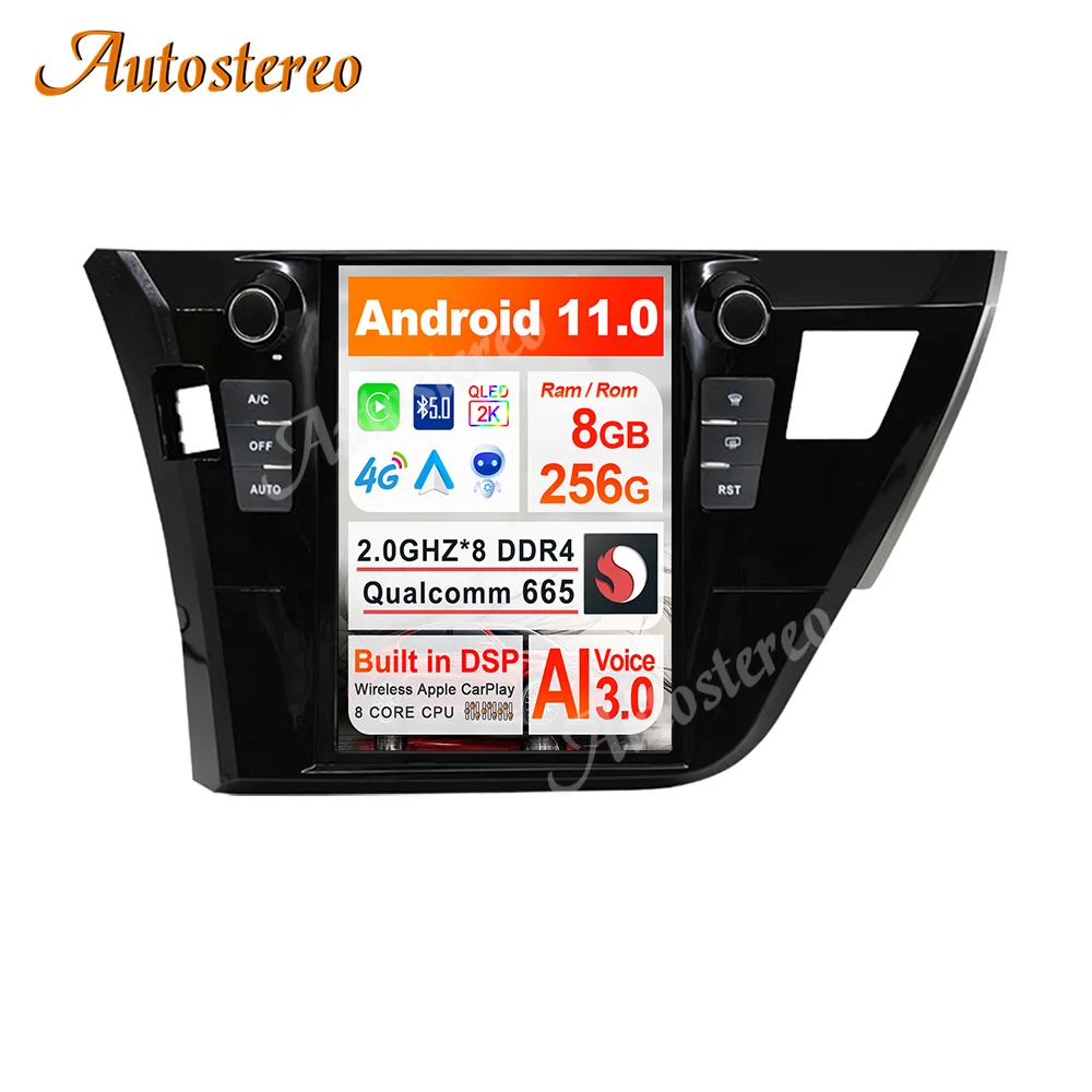 

Qualcomm 665 256G Tesla Screen Auto Stereo For Toyota Corolla 2014-2016 Android 11 Car GPS Navigation Headunit Multimedia Player