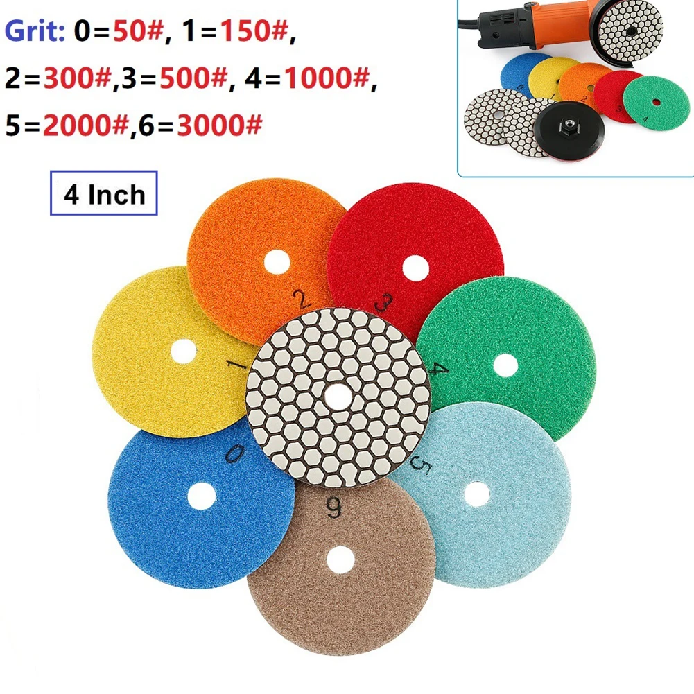 4 Inch Diamond Polishing Pads Kit Wet/Dry For Granite Stone Concrete Marble For  Power Tool Accessories 5 10pcs stone splitting tool rock splitters concrete spilitter hand tools set metal plug