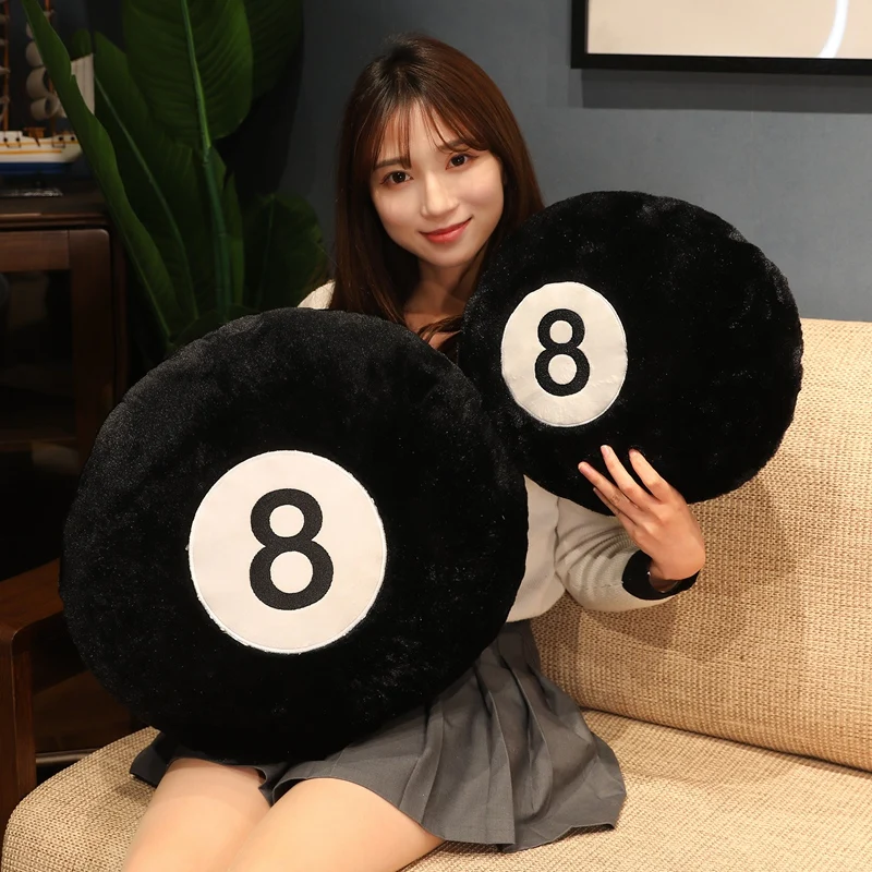 Simulation Billiards Number 8 Ball Plush Pillow Stuffed Soft Toy Eight Balls Pool Players Home Decor Indoor Sport Creative Gifts 4pcs pu sponge training ball training softballs teenager players training balls