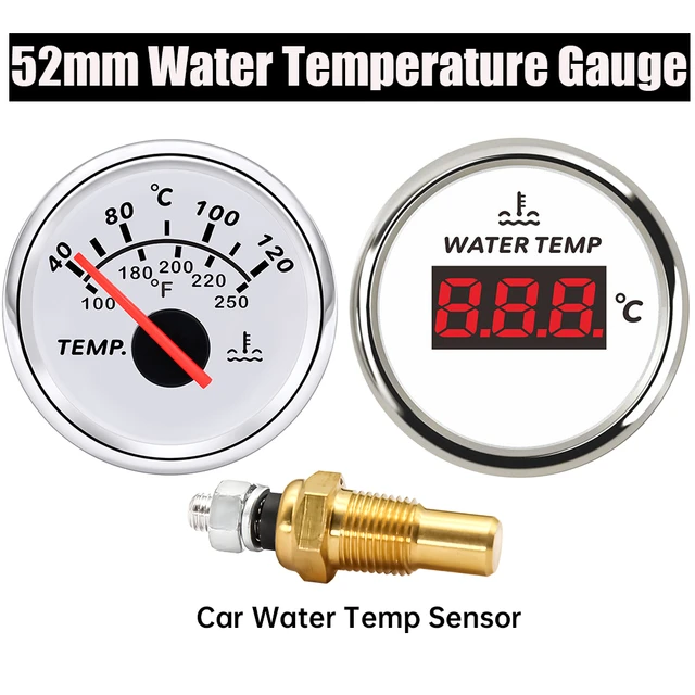Jauge de température d'eau de voiture, indicateur de température d'eau de  voiture, compteur numérique de température d'eau, capteur pour voiture,  camion, bateau marin, 52mm - AliExpress