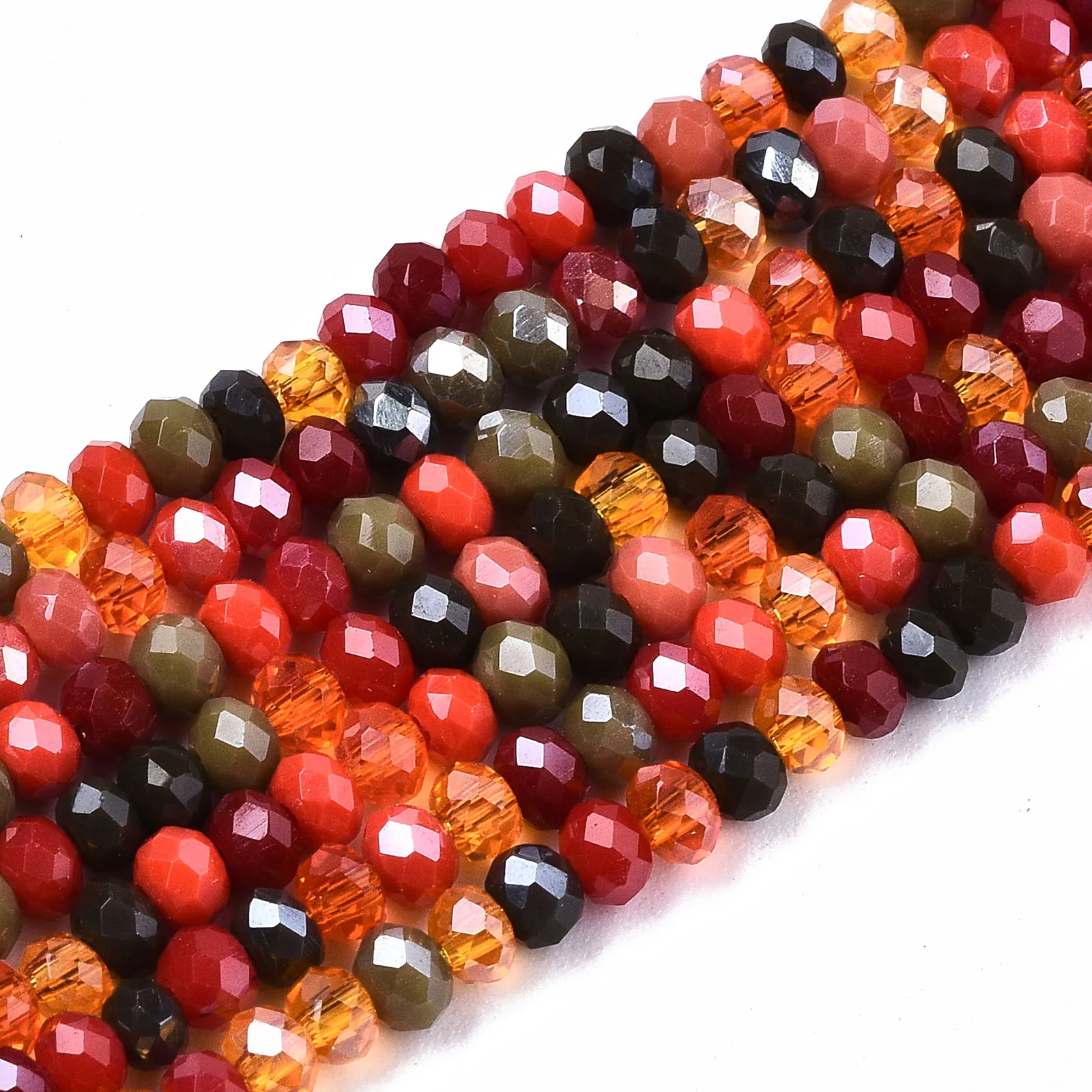 30 Strands Small Colorful Glass Beads 3x2mm Mini Loose Spacer Charm Beads Faceted Rondelle for DIY Jewelry Making Necklace Craft