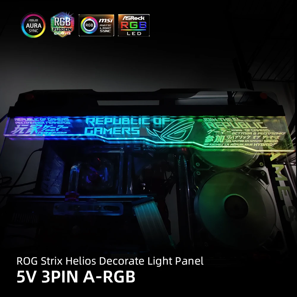 Painel Transparente Top Rgb para Rog Strix Helios Chassis Case Acrílico Decoração Personalizada Iluminação Argb Asus Faith 5v 12v Aura Gx601 - Imagem 3
