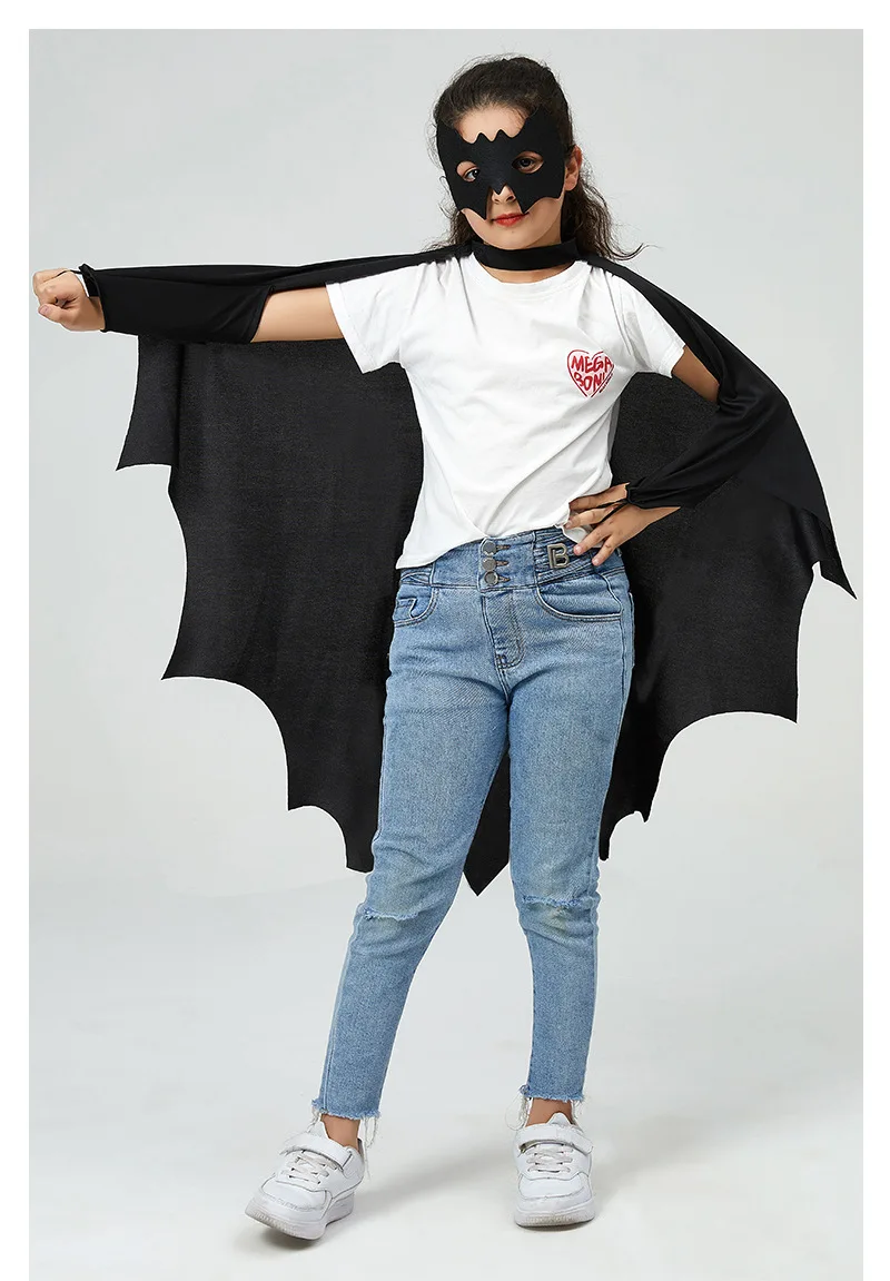 Deluxe Cosplay Costume Set for Kids Halloween Bat Cape Mask and Catwoman Outfit Perfect for Parties and Performances