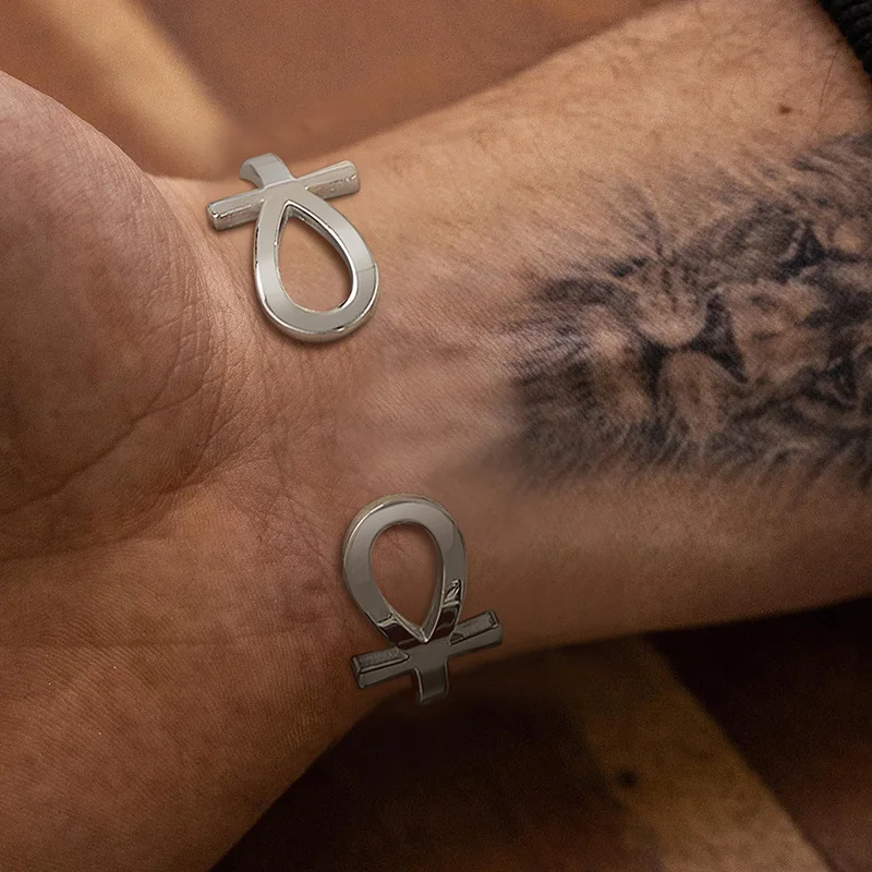 Men Bracelets, Ankh Key Of Life Bangles, Stainless Steel Egyptian