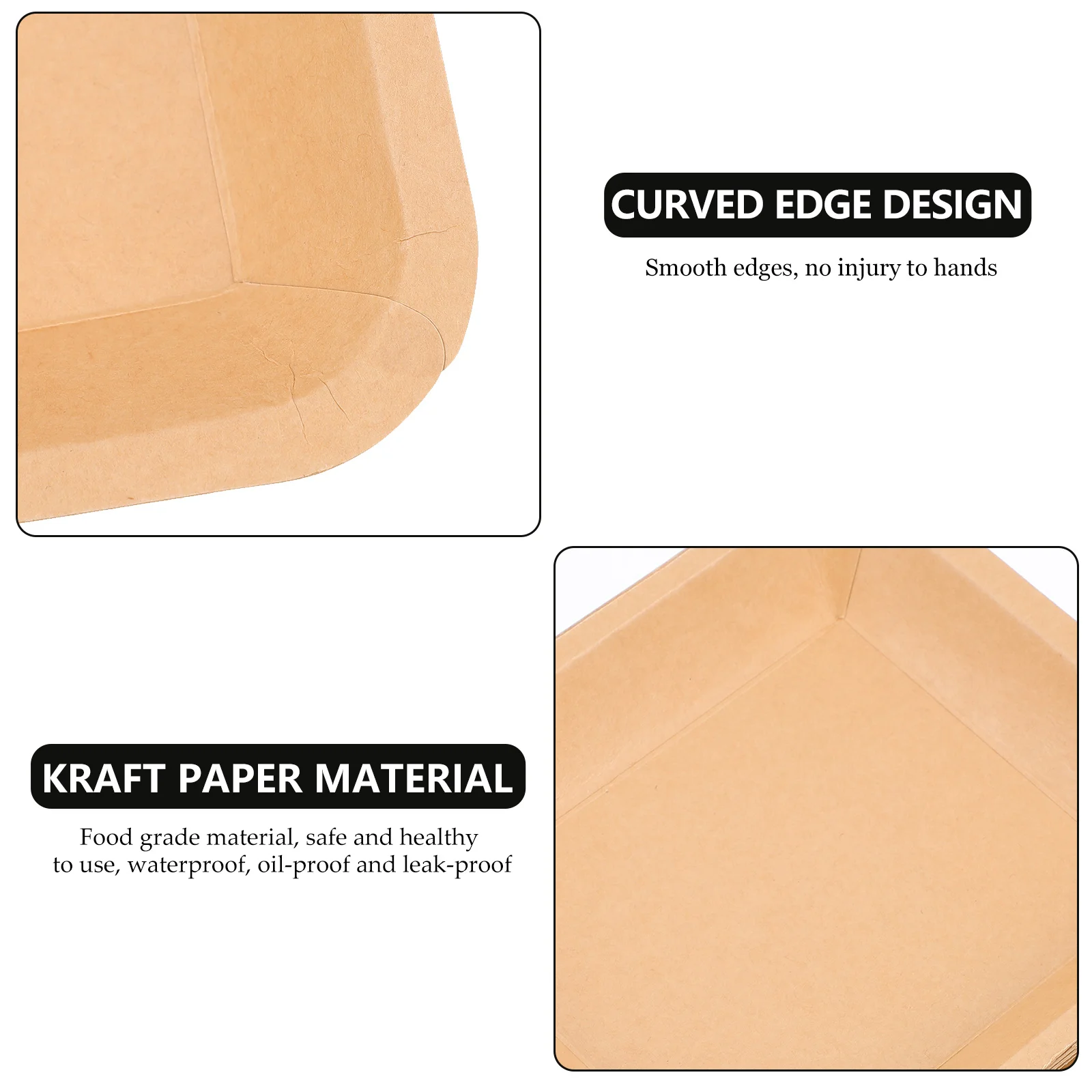 25 Pcs Pack Kraft Paper Plates Food-grade Material Packing Cases Snack Multiple Use for Fried