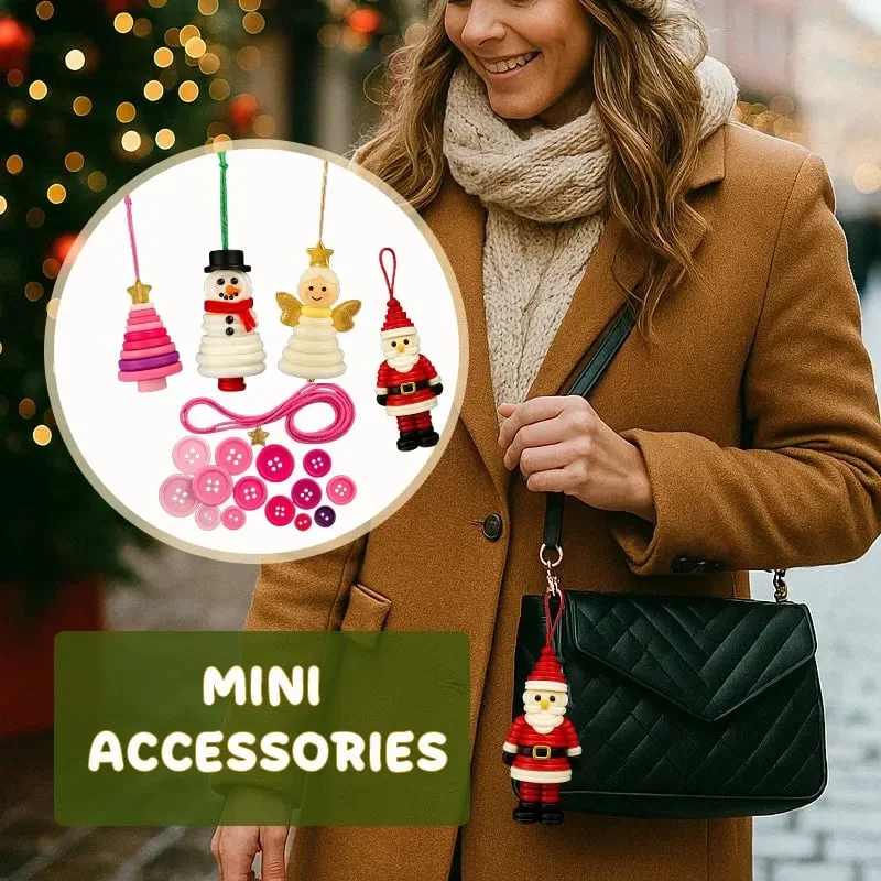 Christmas DIY Button Ornament Kits Handmade Button Santa Craft Kit Christmas Tree Shaped Christmas Decoration Hanging Ornament