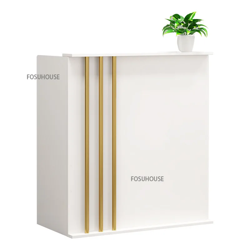 Nordic Reception Desk For Office Furniture Wood-based Panel Desks Creative Designer Clothing Store Checkout Counter Desk Table