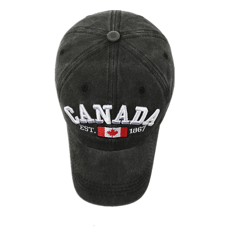 Unisex Washed Cotton Vintage Cap High Quality CANADA Letter Embroidery Baseball Cap Men And Women Outdoor Sports Hats
