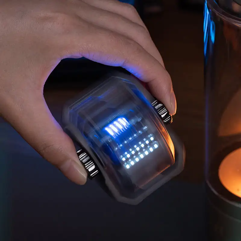 Mecha Fingertip Spinner Lighter Windproof Rechargeable Lighter Smart Dual Arc Rotary Creativity Gift Power Display Light