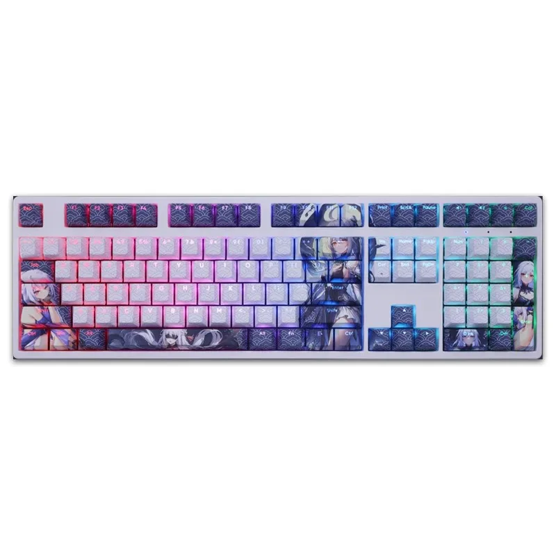 Desenhos Animados Anime Gaming Key Caps Pbt Backlit Keycaps para Teclado Honkai Star Rail Jingliu Ansi 61 87 104 108 Chaves Set - Imagem 4