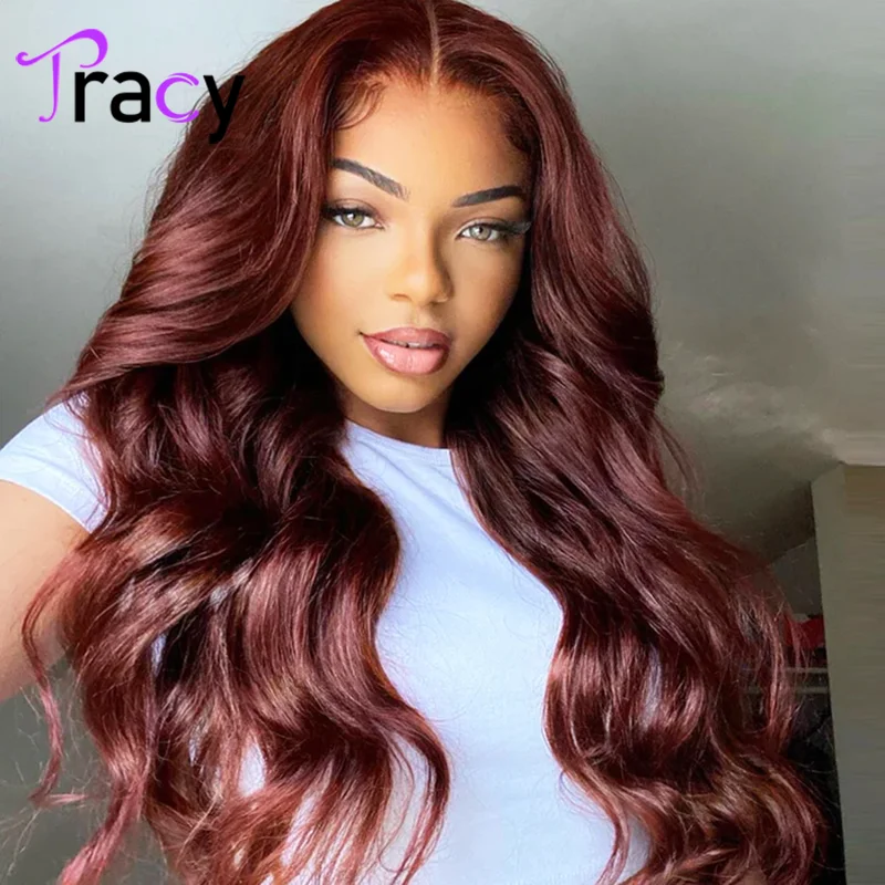 Tracy Wear and Go Glueless Wig Reddish Brown Lace Front Wigs Human Hair Body Wave Reddish Brown Wig Human Hair