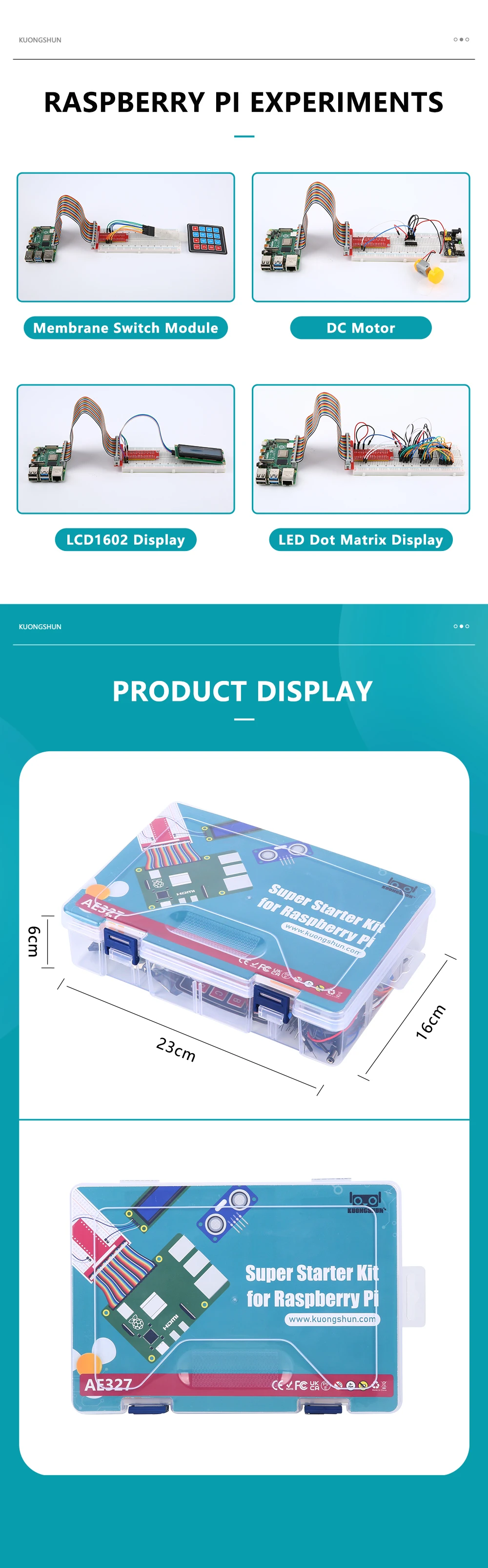 KUONGSHUN Raspberry Pi Super Starter Kit für Raspberry Pi Modell 5 4 3B+ 3B 3A+ 2B 1B+ 1A+ Zero W+ Diy Kit – Detail 5
