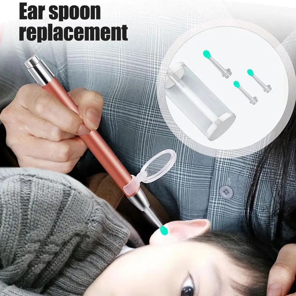 14/32/46pcs Silicone Ear Spoon Tips, Reusable Ear Cleaner Wax Removal Replacement Heads, No Electricity Or Battery Needed- With Storage Box (Blue/Green