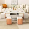 Coffee Table, 3 in 1 Multifunctional Folding Center Tables with 4 Leather Stool & Hidden Compartments, Lift Top Coffee Table 1
