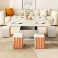 Coffee Table, 3 in 1 Multifunctional Folding Center Tables with 4 Leather Stool & Hidden Compartments, Lift Top Coffee Table 1