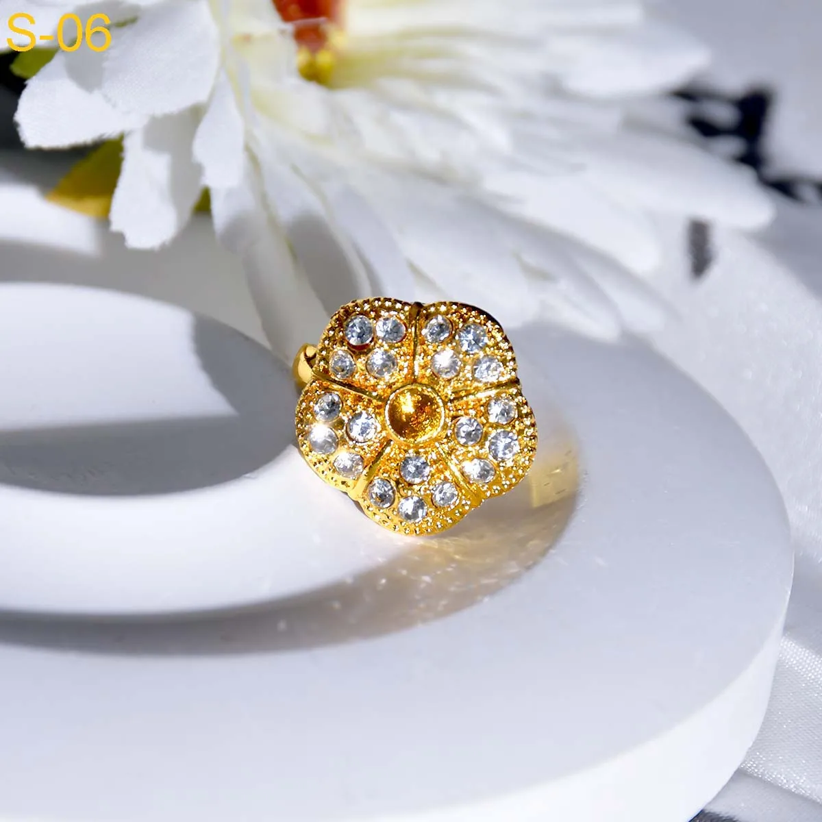  Elegant 24k Gold Wedding Jewelry Set for Women with Big Pendant Necklace, Earrings, Bracelet, and Ring