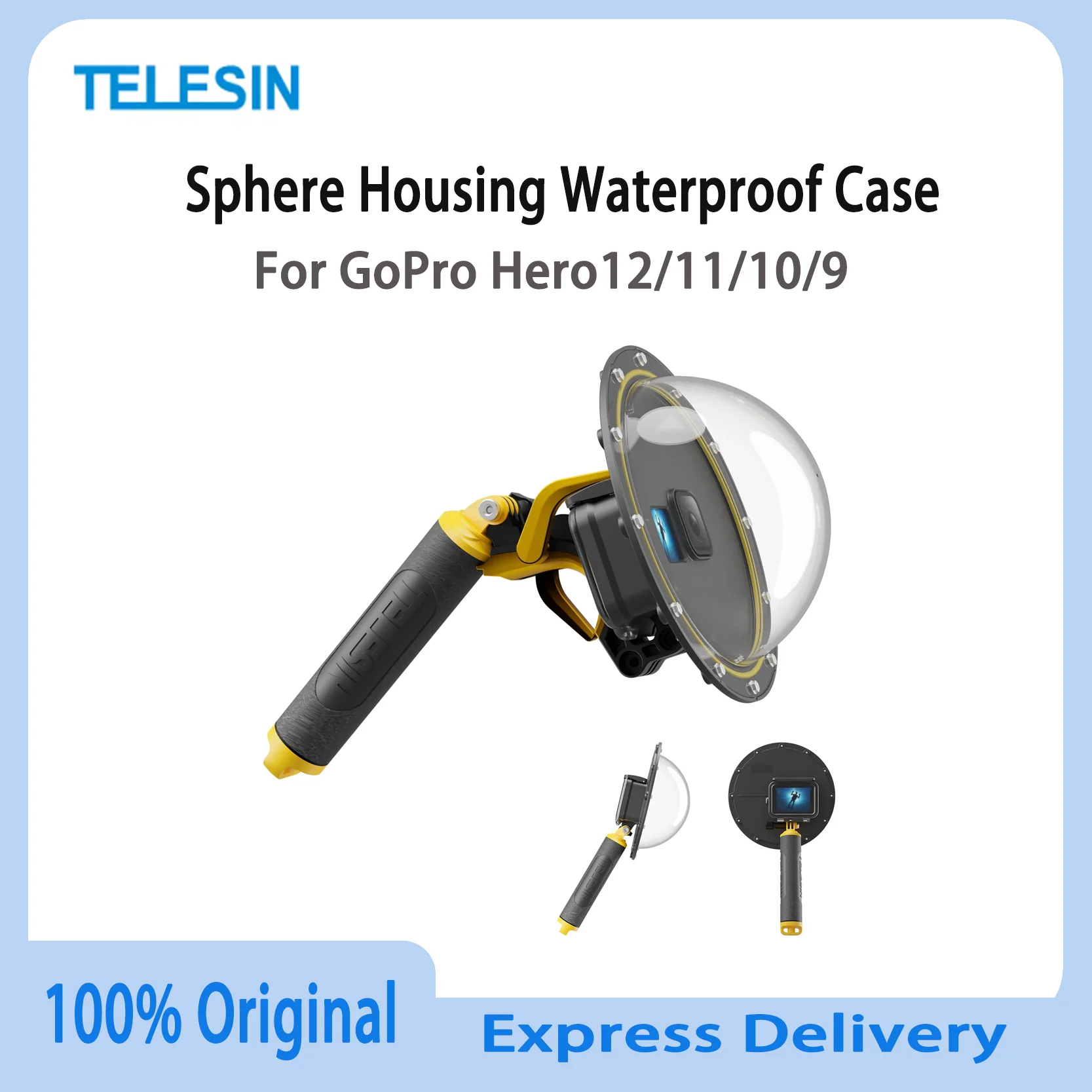 TELESIN Boîtier étanche 30M + Poignée flottante pour GoPro Hero 13-5