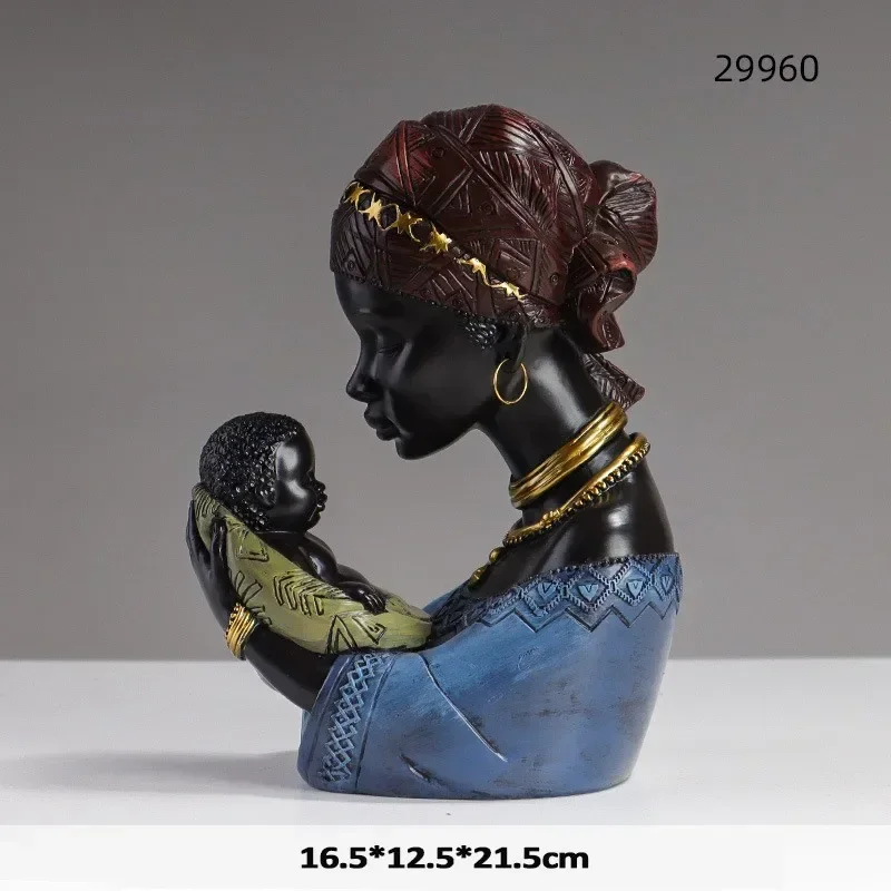 

African Tribal Woman Figurines Creative Exotic Black Girls Ornament Characteristic Decorative Objects Home Decor Accessories