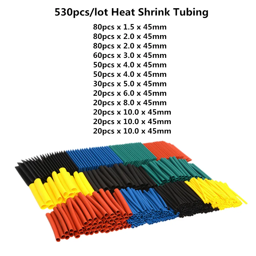 530Pcs 2:1  ÷   Ʃ   ̾ Ʈ 8  1.5-10mm ٻ   
