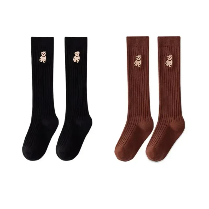 1 Pair Kids Sock Cartoon Bear Knee High Sock for Toddler Girl Spring Autumn Thin Cotton Calf cartoon socks cotton knee socks knee length socks over the calf socks