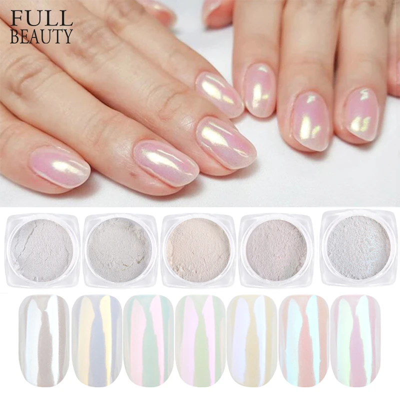 Mermaid Mirror Sparkly Chrome Pigment Nail Glitter Powders Aurora Laser DIP Dust Manicure Holographic Decoration Nails CHB01-07
