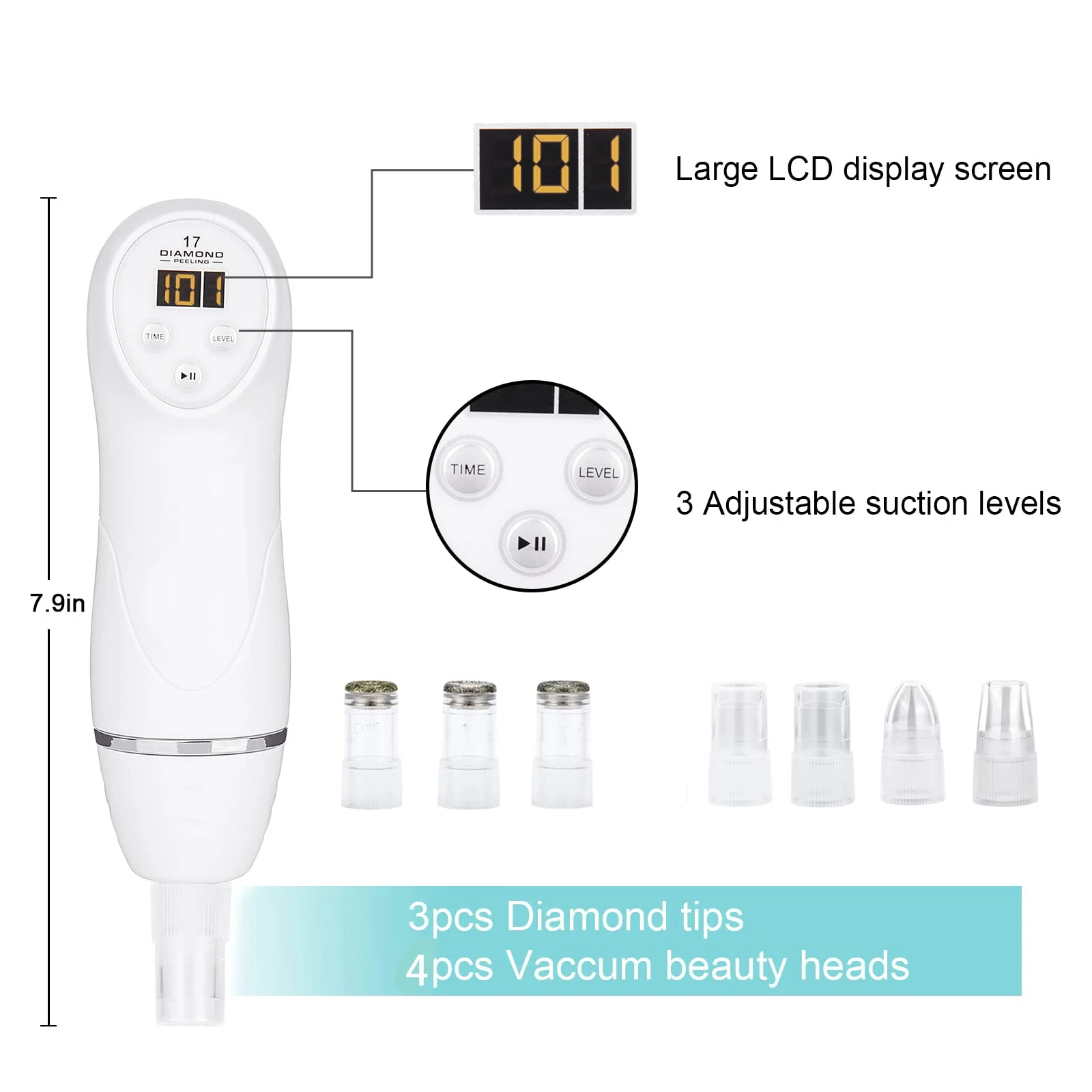 Diamond Microdermabrasion Vacuum Blackhead Acne Cleanser Facial Pore Cleansing Massager Exfoliating Dead Skin Facial Skin Care
