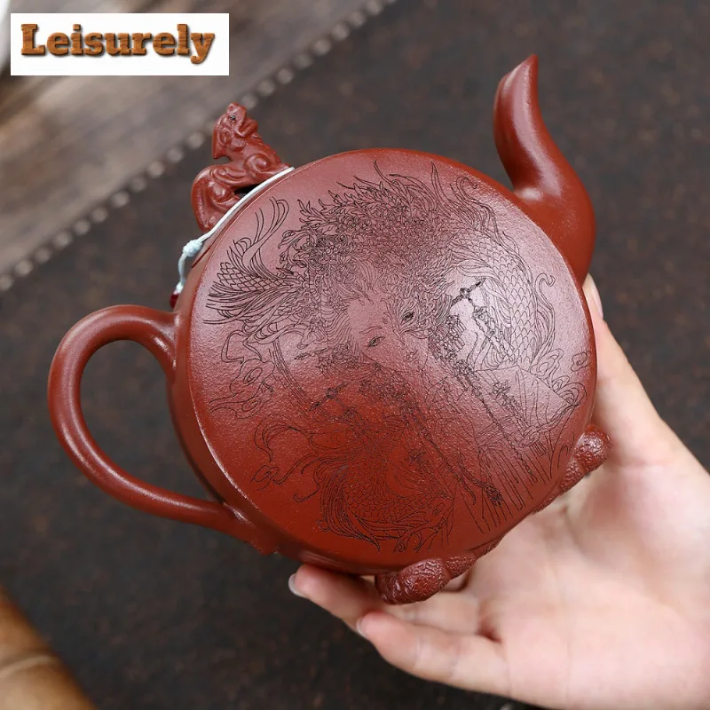 400ml Exquisite Yixing Purple Clay Teapots Handmade Dragon Pot Raw Ore Di Cao Qimg Mud Kettle With Filter Zisha Tea Set Supplies