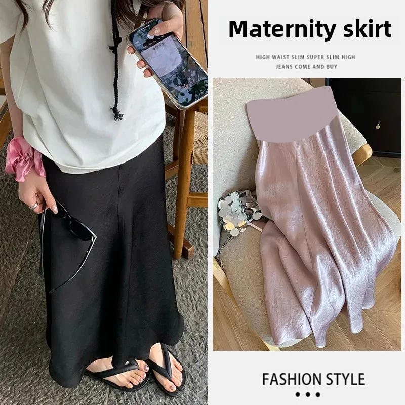 Maternity Shiny Acetate Satin Fish Tail Half Skirt Women's High Waist Body Slimming Skirt New Hot Sale Of The Season Fashion Tod