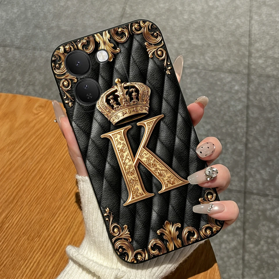 Luxury Crown Letters Pattern High-Quality Matte Silicone Shockproof Phone Case